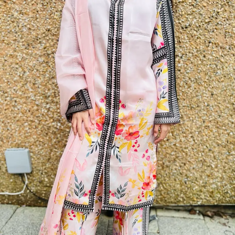 Lulusar Inspired Silk kameez with Trousers and Dupatta for Women - Casual Style - Womenswear 0