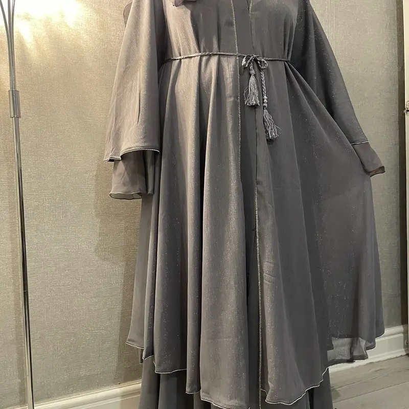 Salma style closed abaya. Flowy dress come with belt and scarf. 2