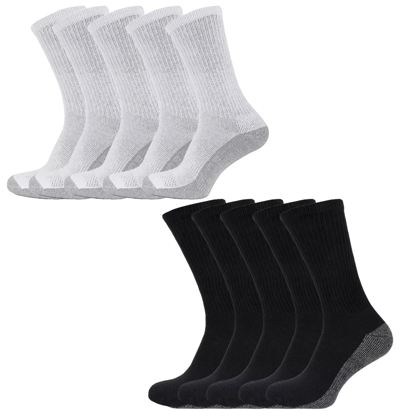 Men's Heavy Duty Work Socks (Pack of 10) - Reinforced Heel & Toe Rich Cotton Mens Crew Socks for Hiking, Walking, Construction work - Moisture Wicking & Optimal Comfort