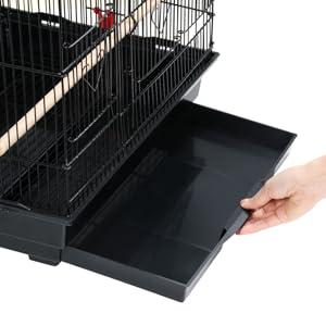 Product Introduction of Metal Bird Cage Parrot Cage for Budgie/Lovebird/Cockatiel/Canary with Open Play Top 104cm Black 5