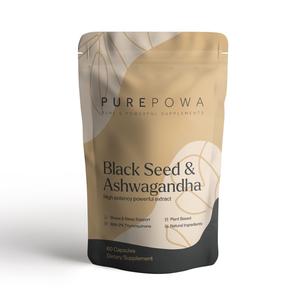 Purepowa Blackseed and Ashwaganda extract high potency Capsules Dietary Supplement Healthcare multivitamin organic Pack Edible women's vitamins