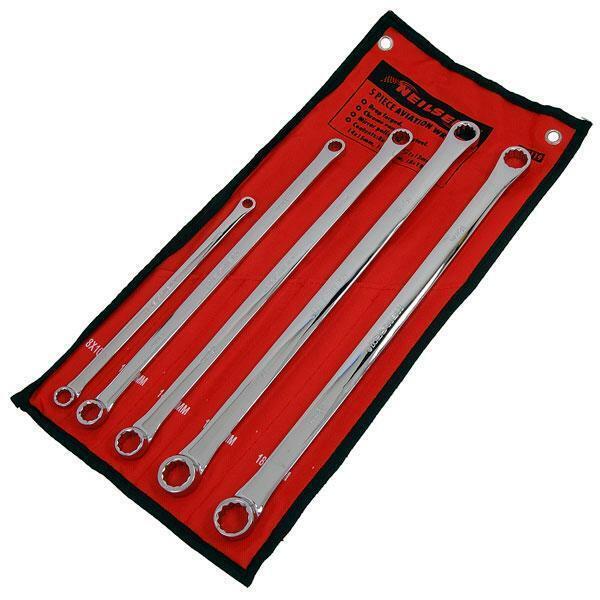Neilsen 5pc Pro Extra Long Flat Ring Spanner Set 8mm-19mm long Reach Aviation Wrench - CT3119 4