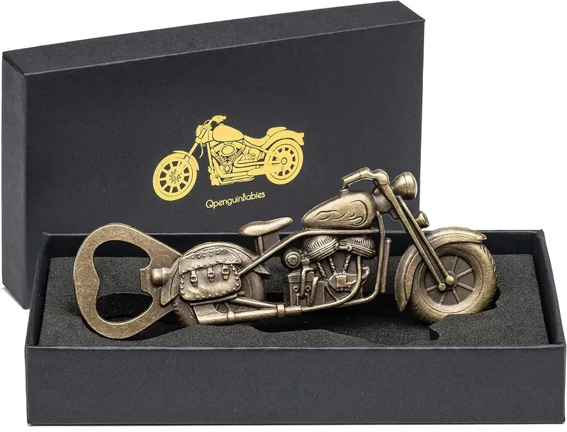 Unique Motorcycle Beer Gifts for Men Vintage Motorcycle Bottle Opener, Fathers Day Gift Christmas Birthday Gift for Him Dad Husband Grandpa Boyfriend Kitchen Utensils 0