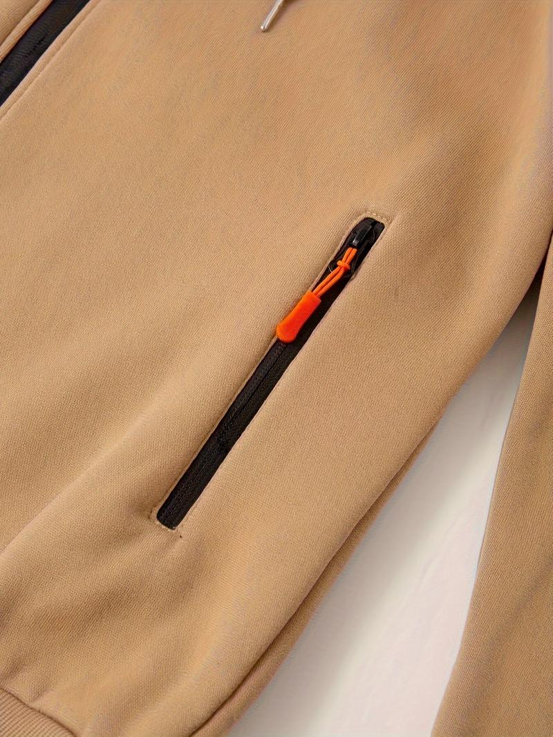 Product Introduction of Trendy Solid Color Hooded Long Sleeve Zip Up Sweatshirt Jacket - Fashion Hoodies with Chic Design, Comfy Sports Wear for Casual Occasions - Soft, Breathable, and Stylish Menswear Tops 21