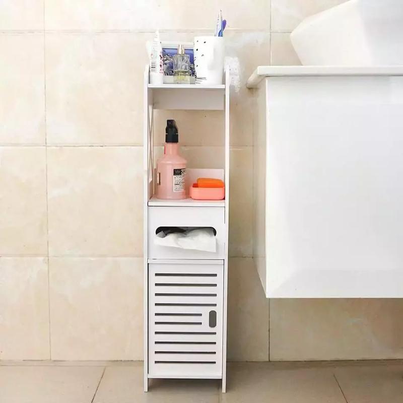 Waterproof Bathroom Storage Cabinet Free Standing Cabinet Organizer Unit White 5