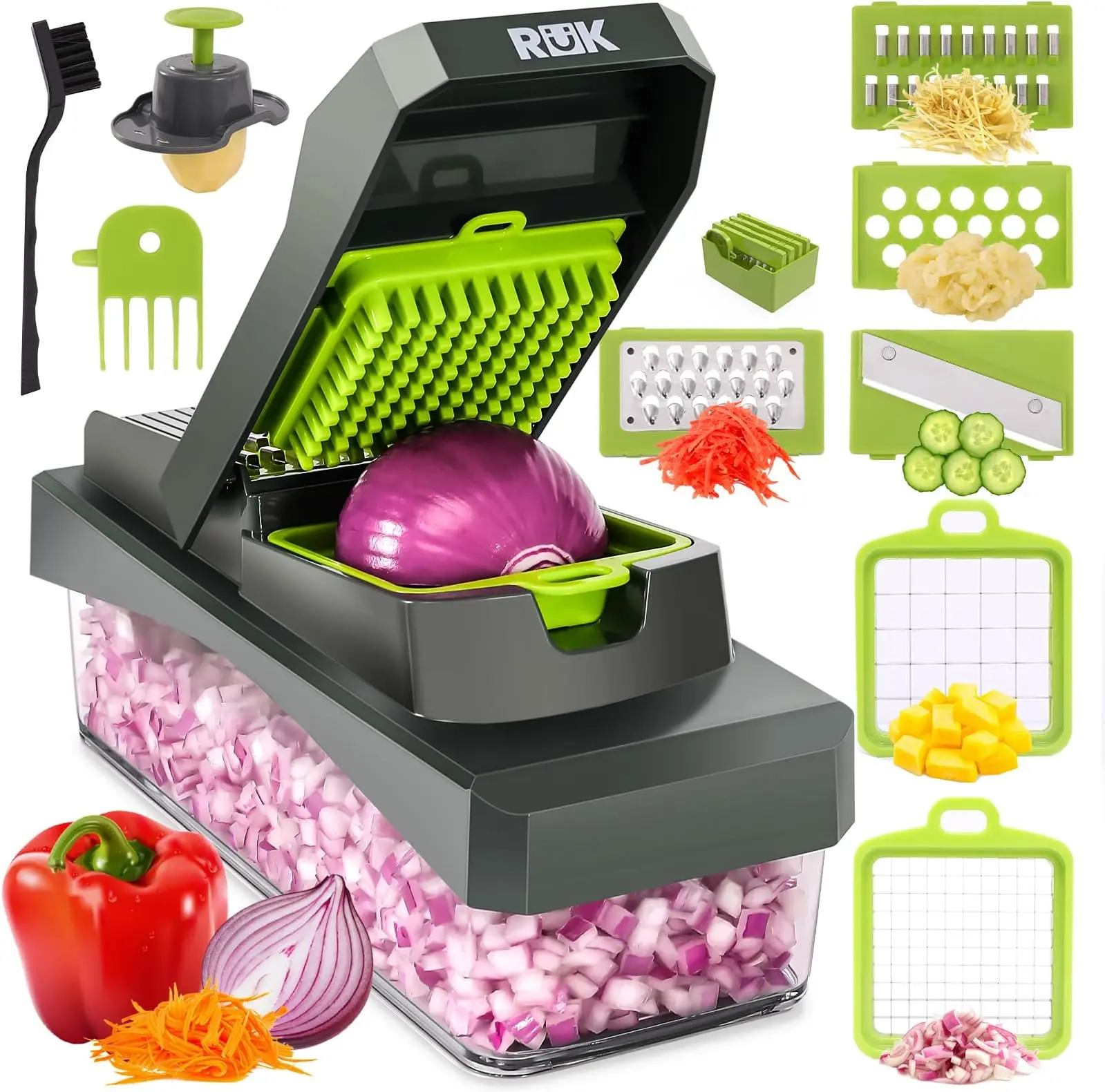 Vegetable Chopper,16 in 1 Kitchen Gadgets Accessories,Onion Veggie Chopper with Container,Food Salad Chopper Vegetable Cutter,Mandolin,Vegetable Slicer,Dicer Chopper Box for Fruit,Potato,Tomato Utensils