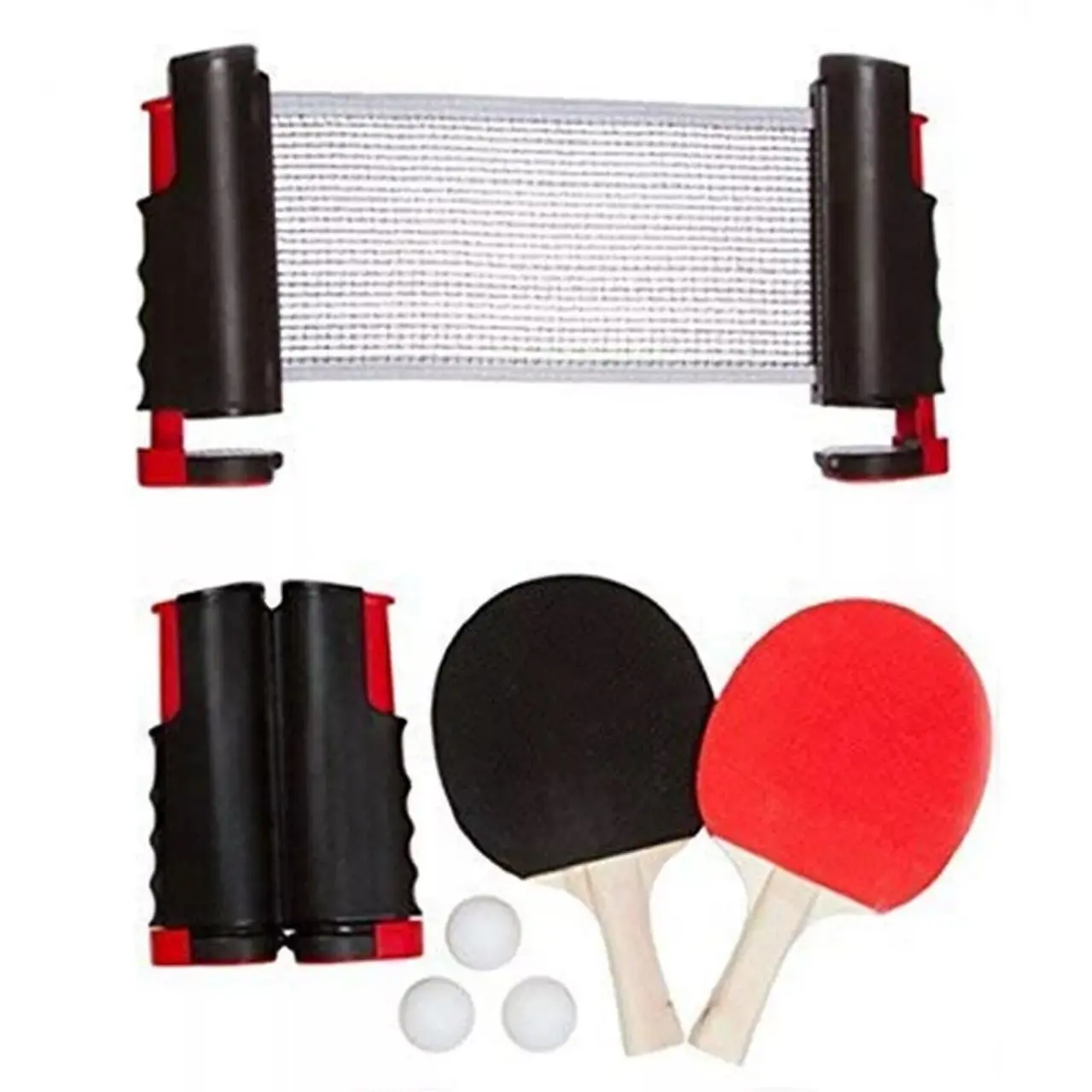 Table Tennis Kit Ping Pong Set Portable Retractable Net 2 Bats+ 3Ping Pong Balls