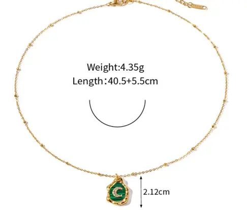 Half Moon Design On A Emerald Stone Necklace