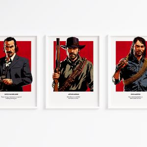 Red Dead Redemption Character Art Posters/Prints, Kids, Gaming, Bedroom, Wall Art, Gift