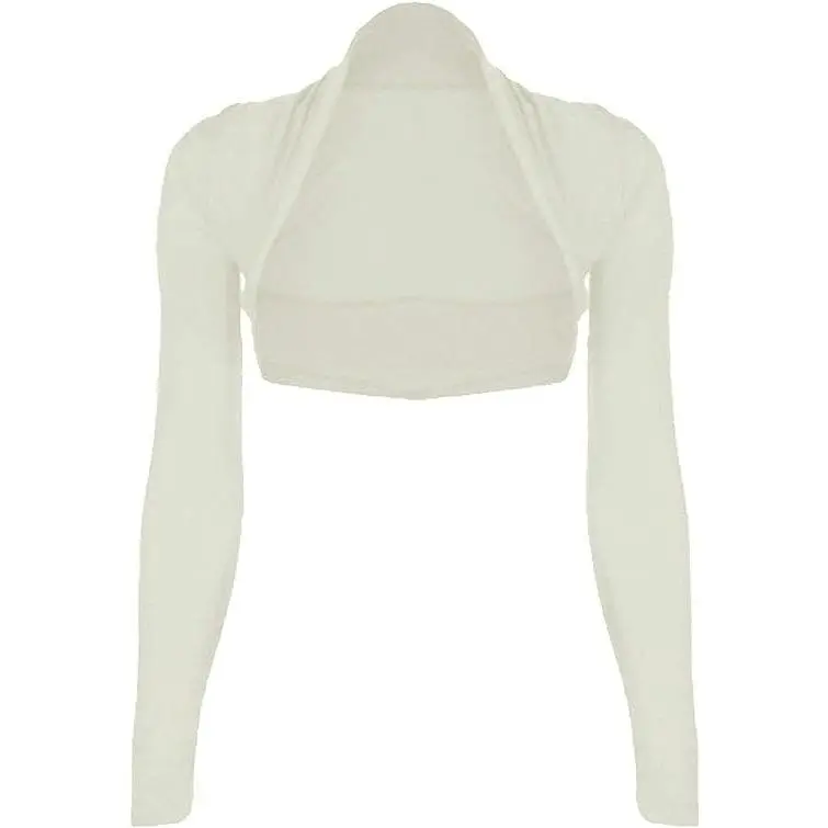 Ladies Cropped Long Sleeve Plus Size Bolero Shrug Womens Plain Open Front Cardigan Crop Top Shrug 1
