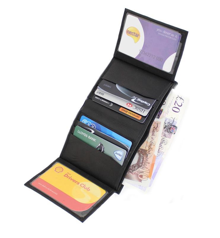 RAS Men's Soft Smooth Genuine Leather RFID Blocking Wallet Multi Card Holder Purse Black 5
