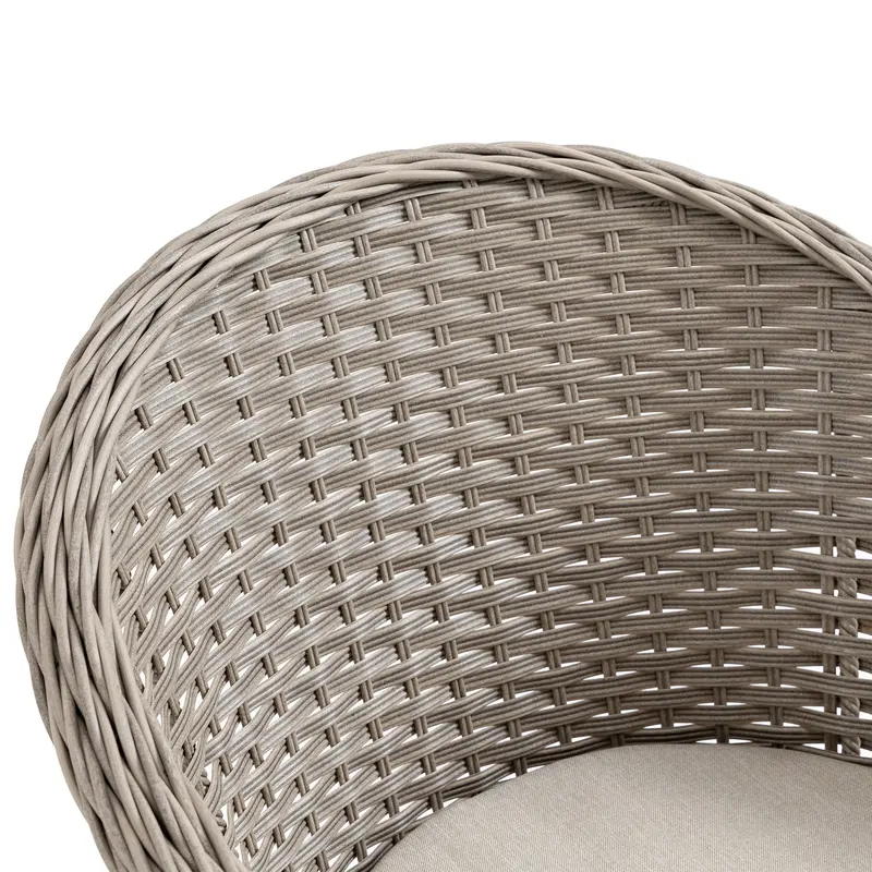 5 Pieces Outdoor Patio PE Rattan Dining Set, Four Seater Garden Furniture - 4 Chairs & Round Table w/ Umbrella Hole, Mixed Grey 7