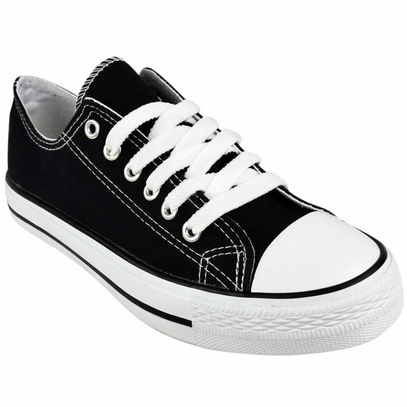 LADIES WOMENS FLAT GIRLS PLIMSOLLS PUMPS TRAINERS LACE UP CANVAS SHOES TRAINERS Footwear Walking Shoes 1
