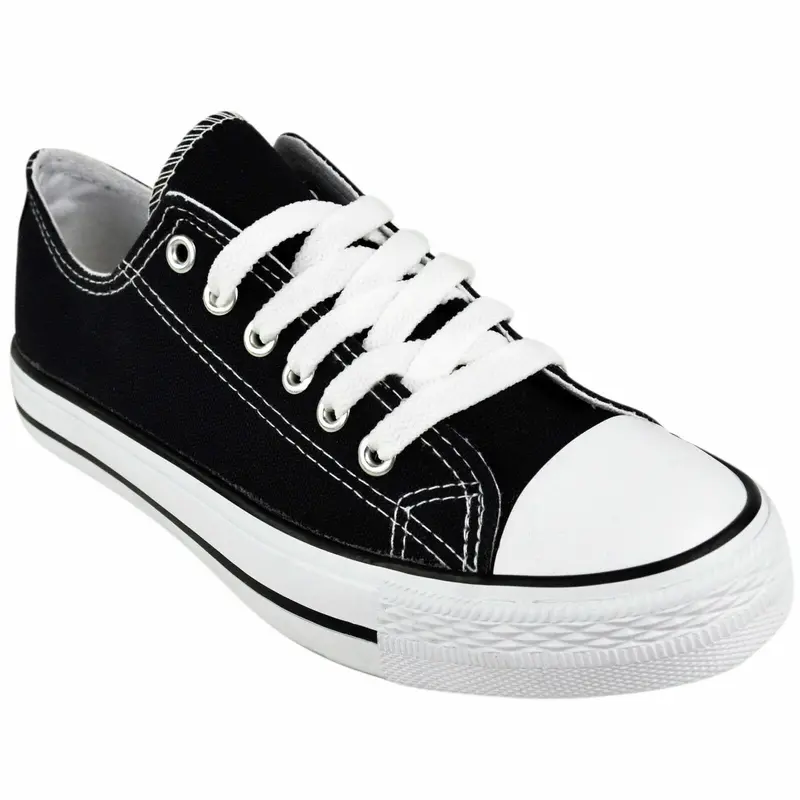 LADIES WOMENS FLAT GIRLS PLIMSOLLS PUMPS TRAINERS LACE UP CANVAS SHOES TRAINERS Footwear Walking Shoes 1