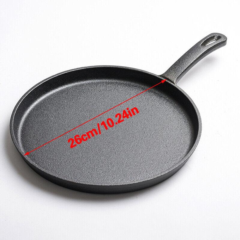 Product Introduction of Black Pre-Seasoned Cast Iron Skillet Frying Pan Griddle BBQ Cooking Pan 26cm 5