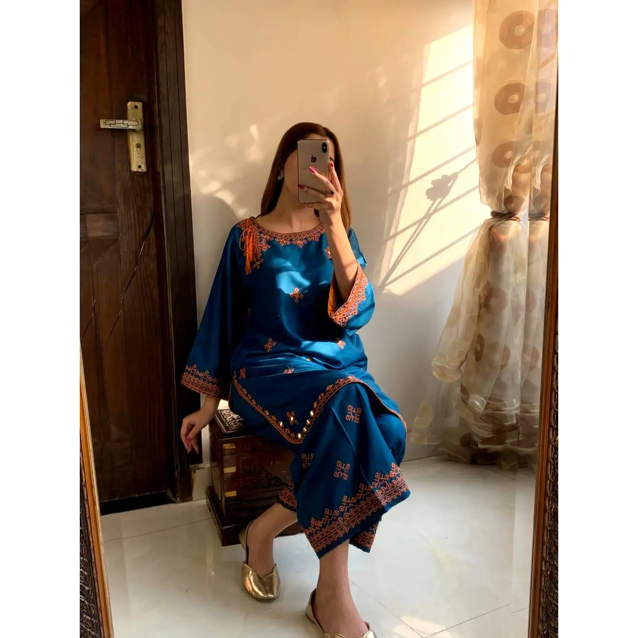 Stitched Balochi Embroidery Shirt with Plazo - D3 (2 piece stitched Shirt and Plazo)
