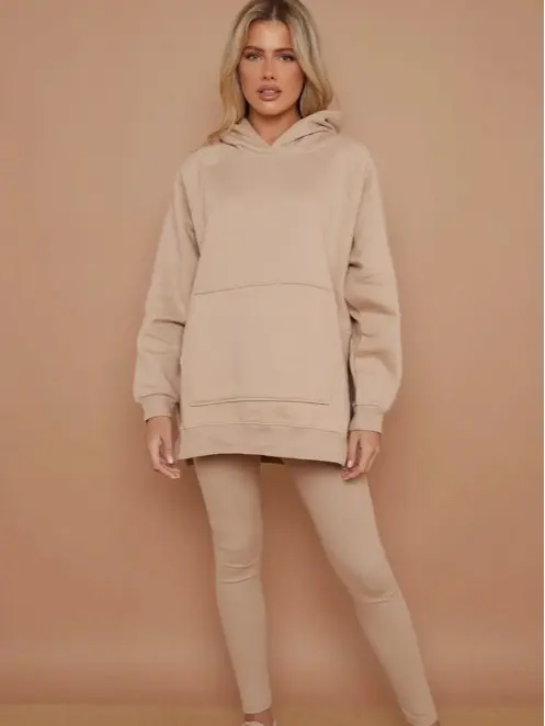 Womens Ladies Oversized Hooded Sweatshirt & Leggings Set Hoodie Lounge Tracksuit 2
