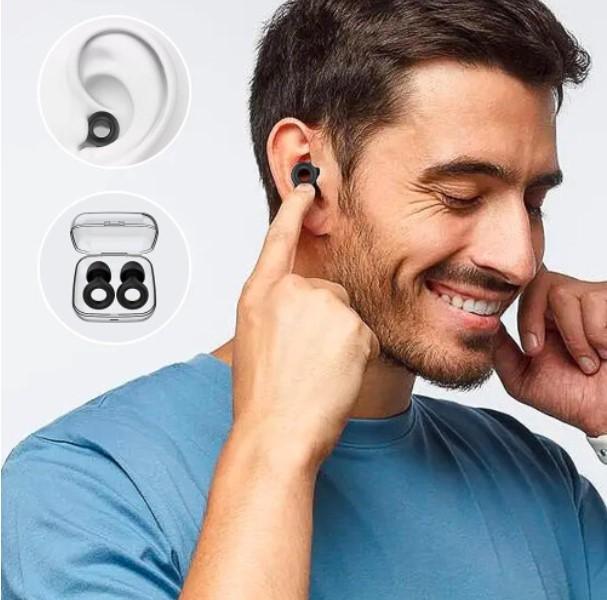 LOOP STYLE Black Comfortable Light Soft Reusable Silicon Earplugs Set with Travel Case for Sleep, Work, and Conversation Silicone Teens 7
