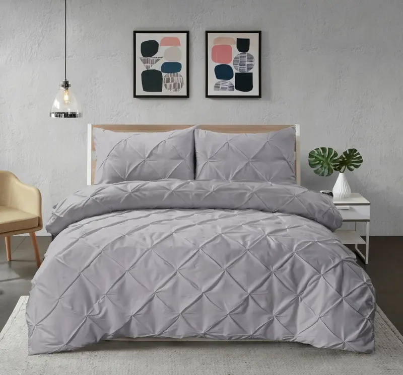 Northern Luxe ELIZA Pintuck Pleated Alford Egyptian Cotton Mix Duvet Cover Set - Single, Double, King, Super King grey anti-drop 2