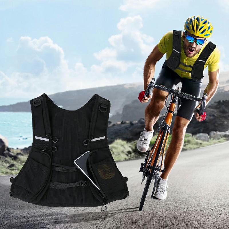 Cycling Running Vest Bag Reflective Hydration Vest Storage Bag Lightweight Backpack - Black 5