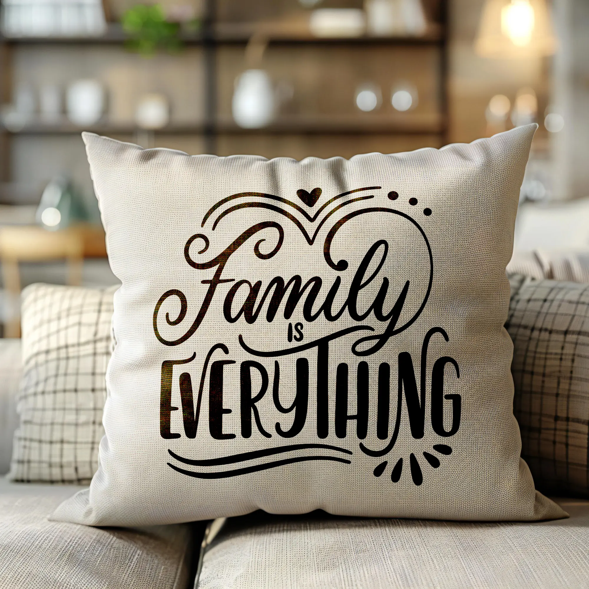 Family is Everything Linen Cushion Cover - Wedding Gifts, Pillow Case, 40 x 40 cm