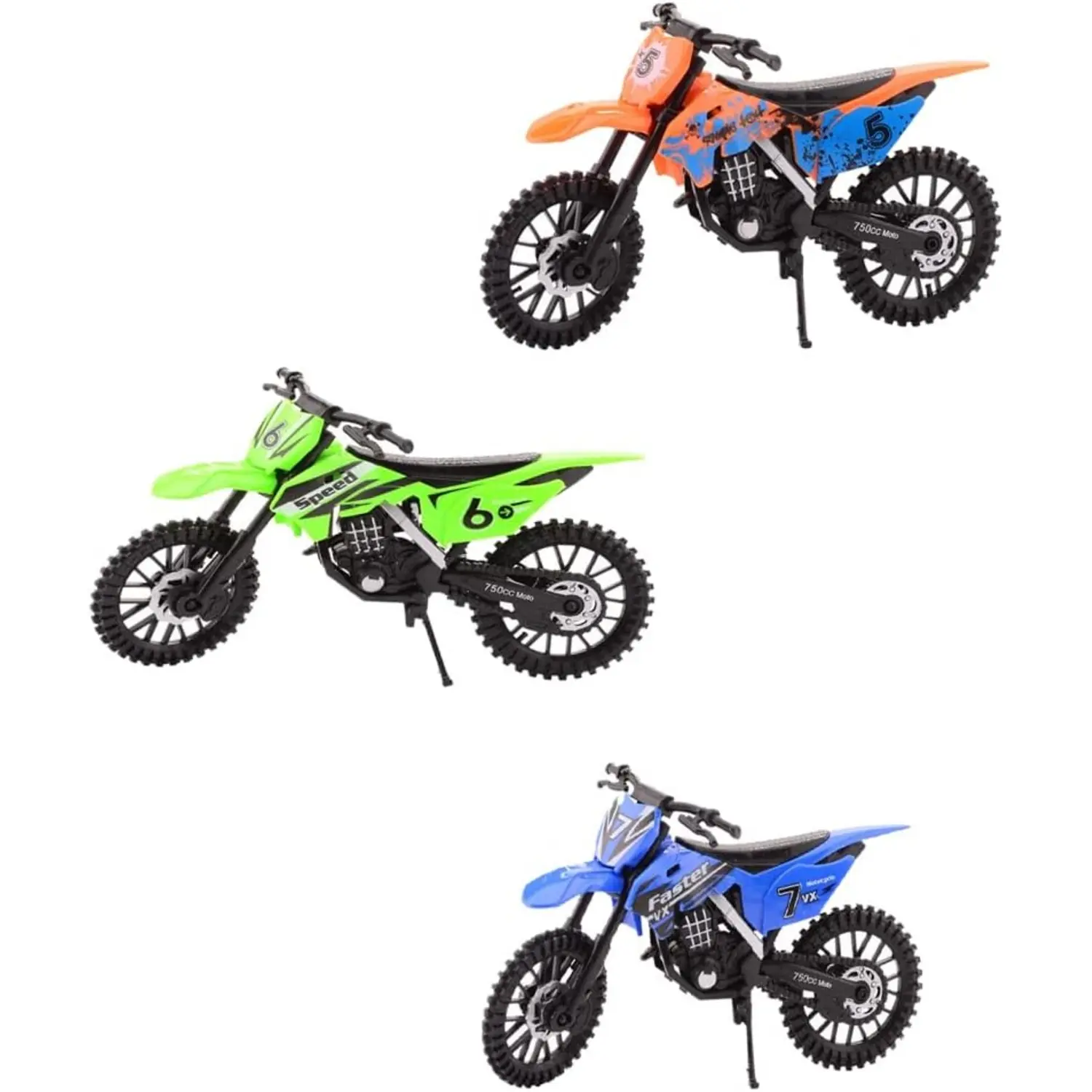 UMKYTOYS 3-Pack Dirt Bike Motorbike Figure Kids Toys with Rear Wheel Suspension Scale 1:12 Motor Sports Vehicle Birthday Gift Pretend Play Toys for Boys Kids