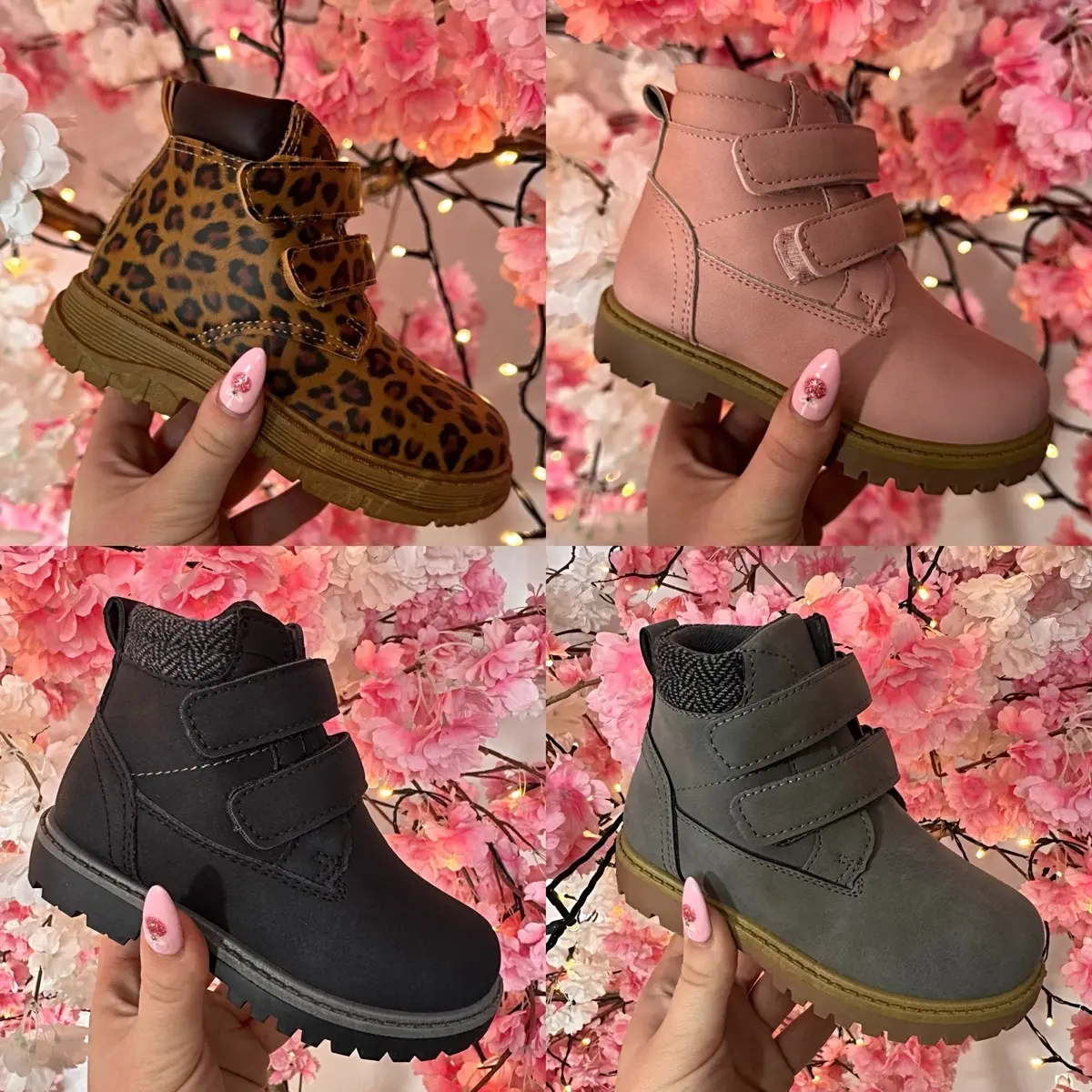 [OSCK] Kids Infant Unisex Velcro Front Boots