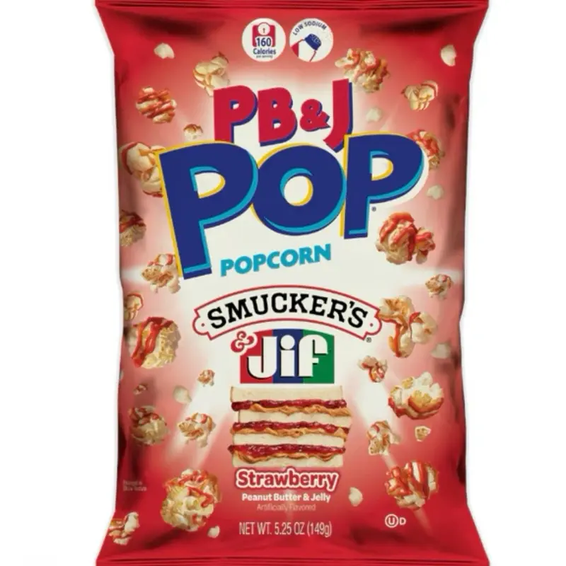 USA Popcorn Oreo, Twix or M&M’s, snickers or peanut butter & jelly flavours - Crispy Snack - 149g 6