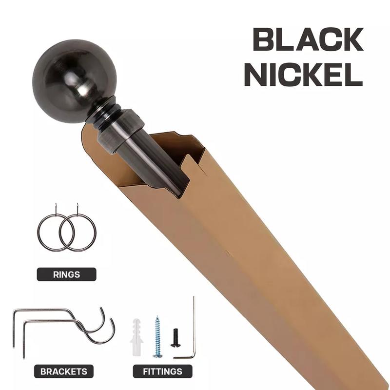 Metal Curtain Pole Extendable Chrome 28mm with Finials Rings Hooks Rod Fittings - Rust and Corrosion Resistant 2