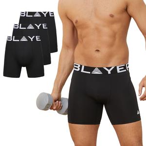 Mens Boxers Sports Gym Active 3 Pack Breathable Moisture Wicking Comfortable Underwear Elasticated Waistband & Ergonomic Panels Longer Leg Boxers Fabric Menswear Natural Outdoor Shorts Socks Soft Stretch Sweat Plain