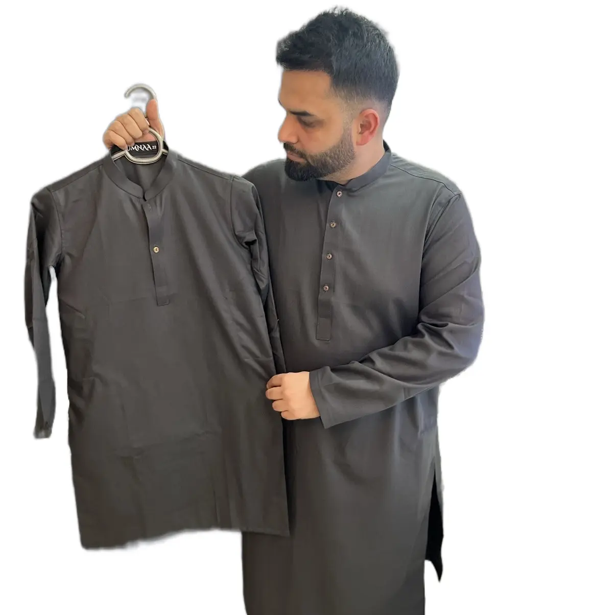 Charcoal grey father & son winter shalwar kameez