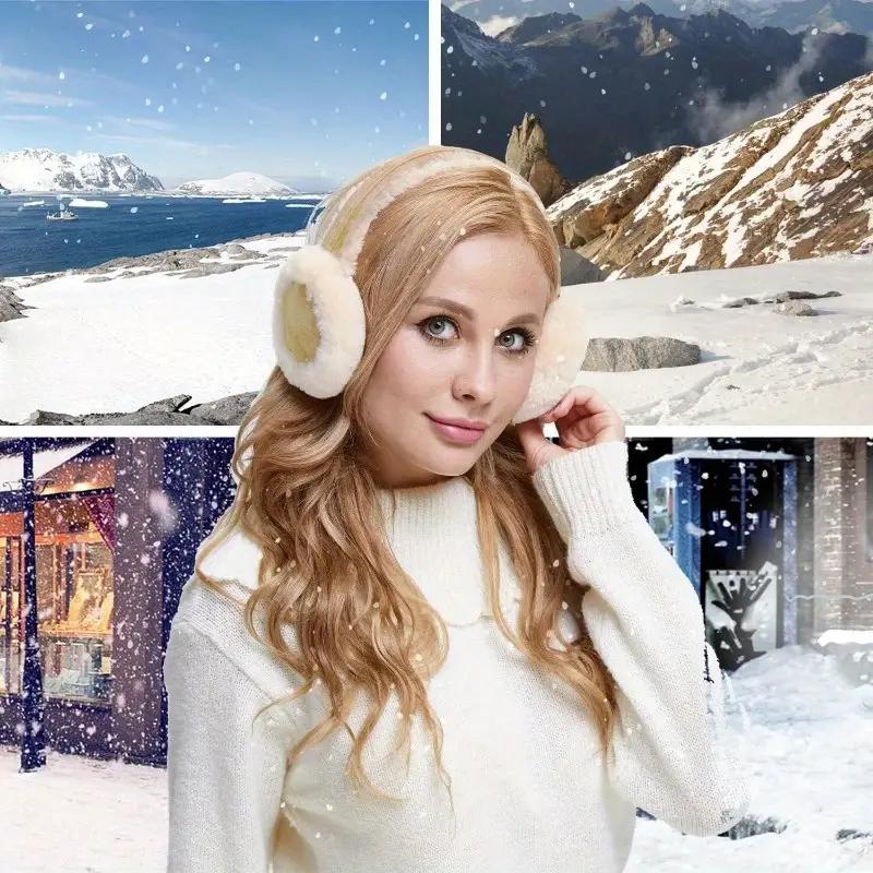 Classic Plush Earmuffs - Soft, Warm & Cozy Winter Ear Warmers for Outdoor Activities, Dry Clean Only, Ear protection, Cute, Anti-Freeze, Sports and Leisure, Foldable and Easy to Carry, Birthday Christmas New Year Warm Gift 8