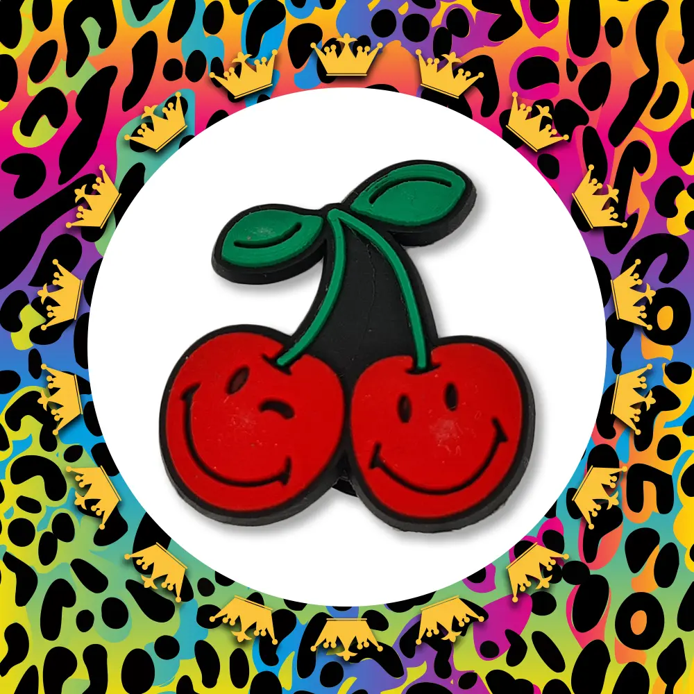 SUPER CUTE Happy Cheeky Cherries Croc Charm Fruit - 3D - PRETTY Food - 1500 Designs In Stock