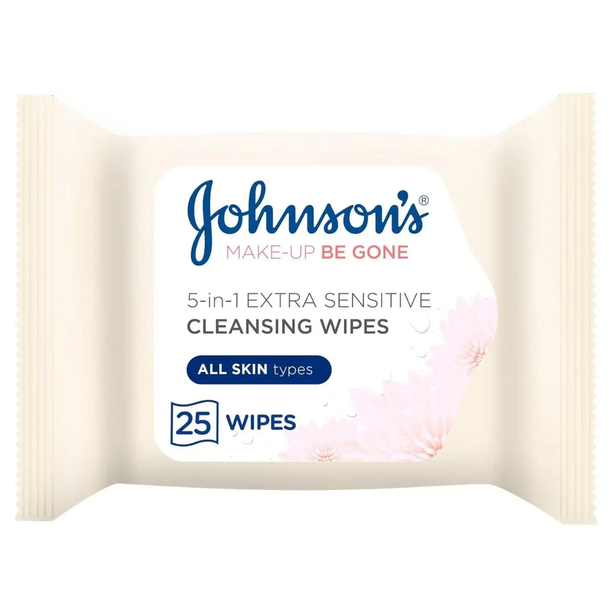 Johnson's Makeup Be Gone Extra-Sensitive Wipes, Pack of 25 Cleansing Daily Gentle Nourishing