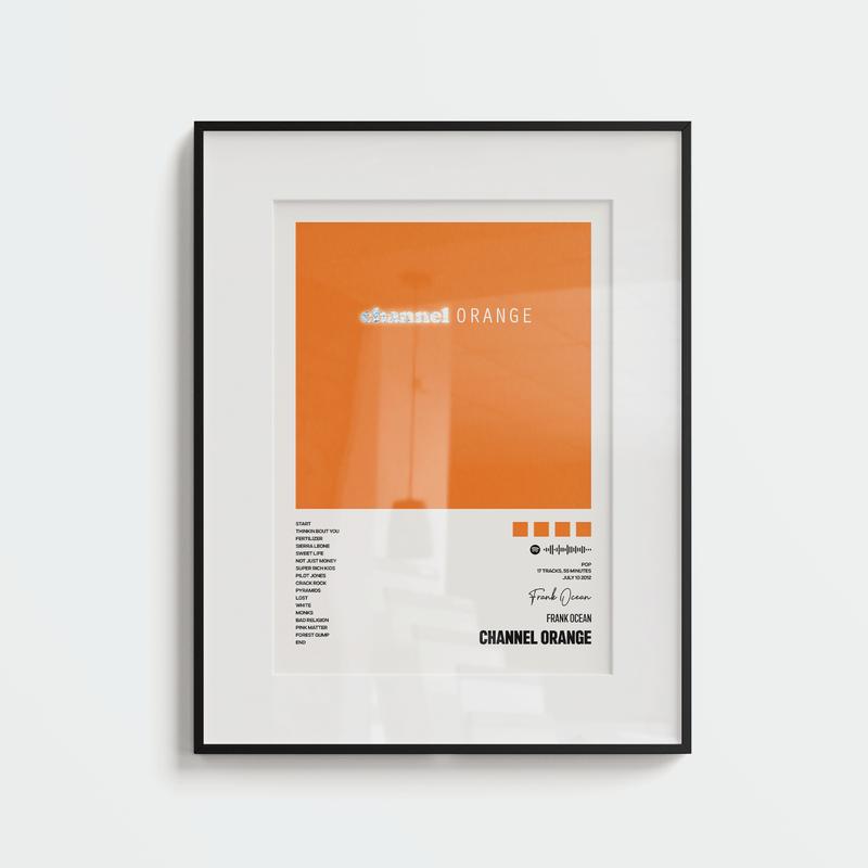 Frank Ocean, Channel ORANGE, Minimalist Print/Poster, Music, Album, Tracklist, Wall Art, Decor, A5, A4, A3, A2, Unframed 4