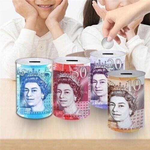 Money Box Tin £5 £10 £20 £50 Pound Note Kid Saving Cash Piggy Bank Box Decore Gift Light Security Ornaments 9