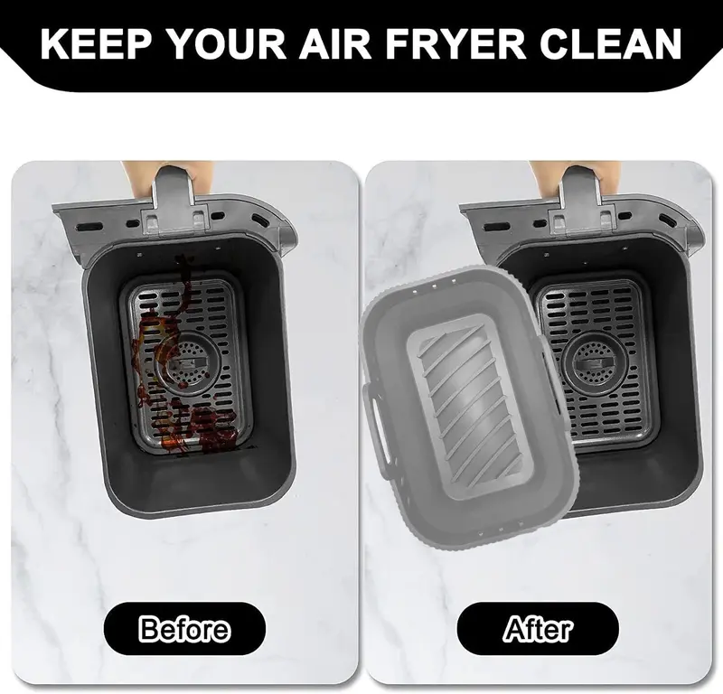 2X Silicone Pot Air Fryer Dual Basket Liner Handle Baking Pan For Ninja / Tower 5