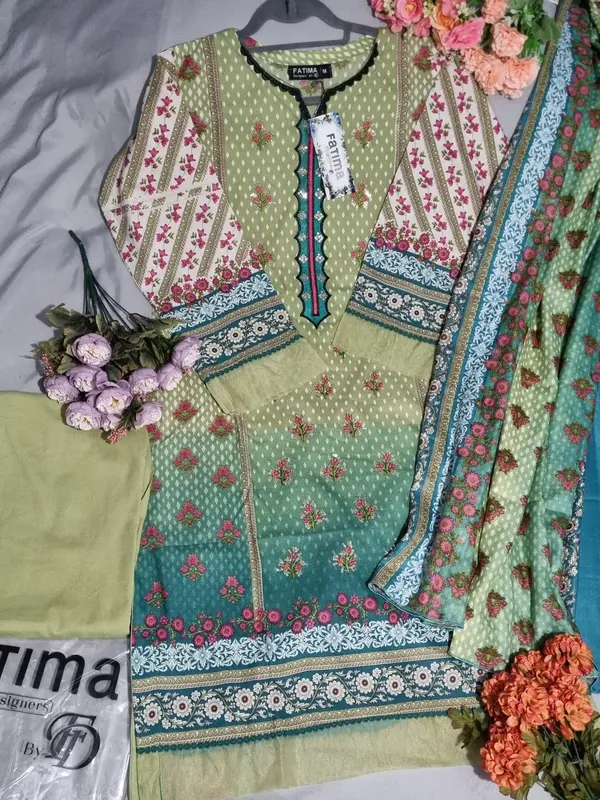 Readymade 3pc Fatima Designer Dhanak Sequence EMB With Wool Shawl 3 Piece Fancy Dhank Shirt With Wool Shawl 3 Piece Suit Embroidery Daman Bazo lace Border Matching Trouser Embroidered Long Sleeve Ethnic Shirt Matching wool Shawl Comfort Womenswear 1