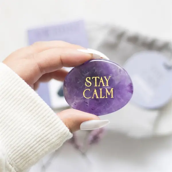 Stay Calm Amethyst Crystal Palm Stone 4