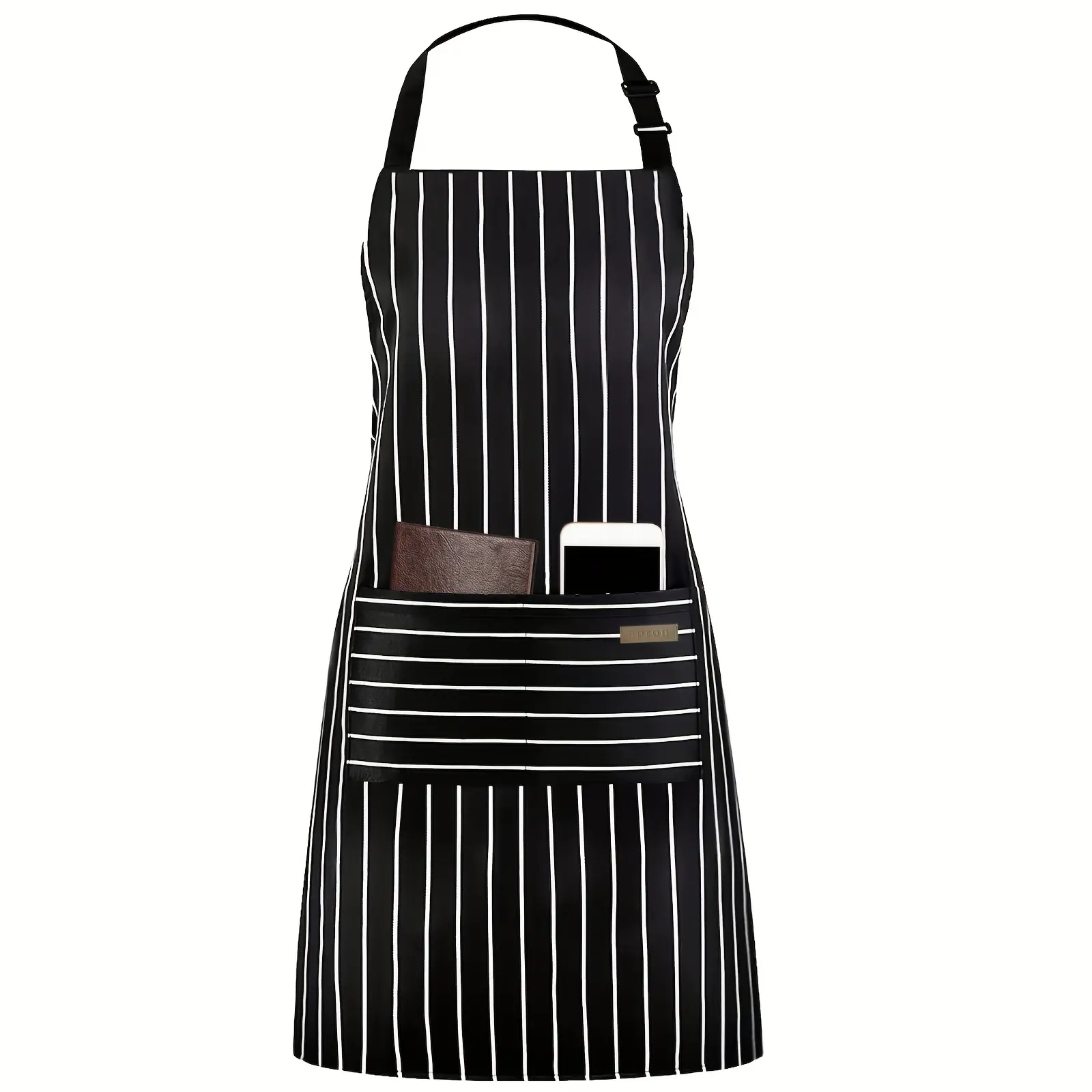 [Unisex Adjustable Bib Apron] 1pc, Black Apron, Unisex Adjustable Bib Apron With 2 Pockets, Cooking Kitchen Apron For Women Men, Kitchen BBQ Apron, Linen Chef Apron For Cooking, Baking Gardening Restaurant BBQ