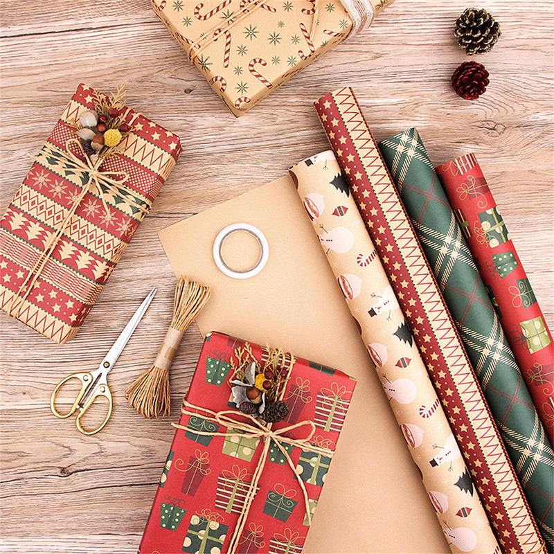 1 Sheet High Quality Christmas Wrapping Paper, Classic and Contemporary Designs Xmas Wrapping Paper Festive Designs Kraft Wrapping Paper. 3