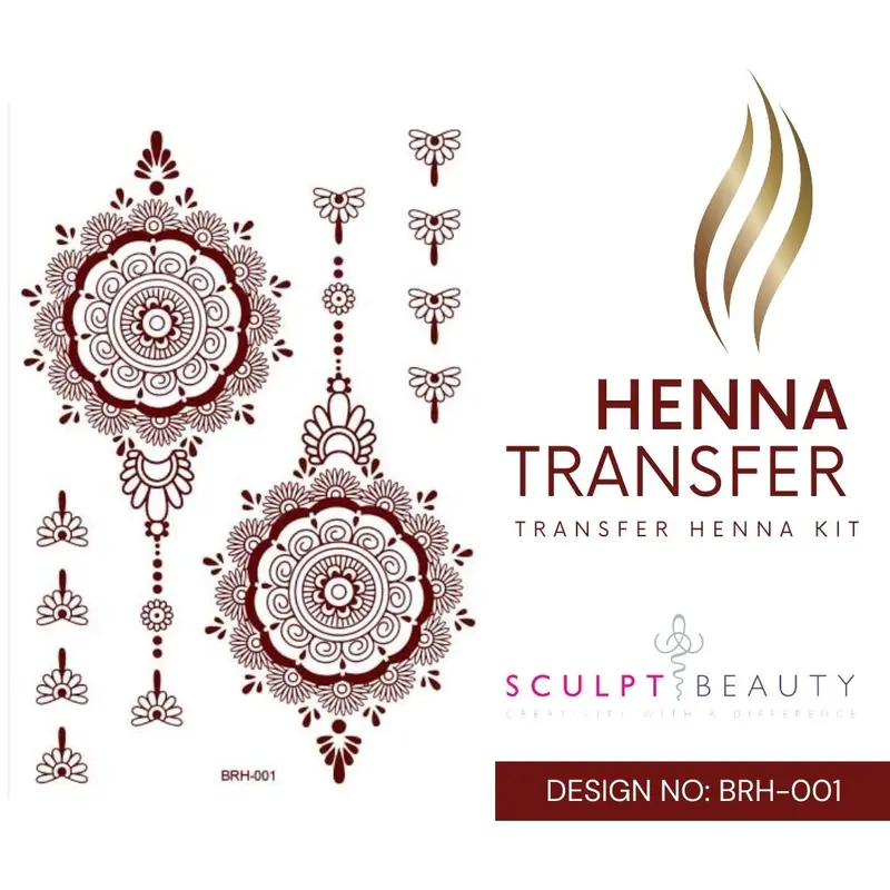 Temporary Henna Transfer Sticker Tattoo - double design henna tattoo cone 1