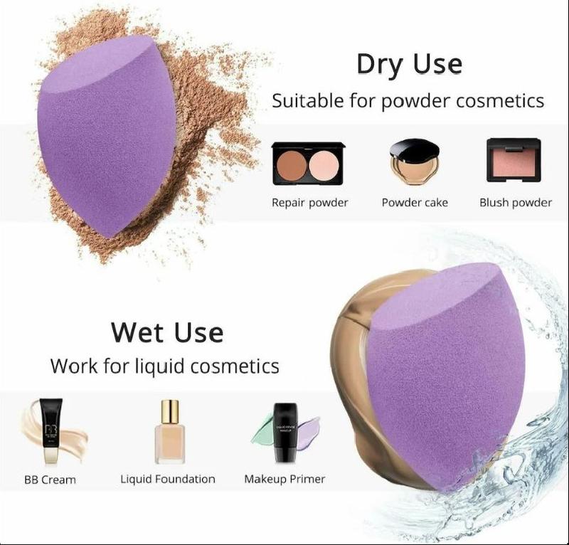 10 Pcs Makeup Blender Sponge Set - Soft Beauty Sponge Blenders in Pastel, Khaki & Gold, and Purple Haze Colors 6