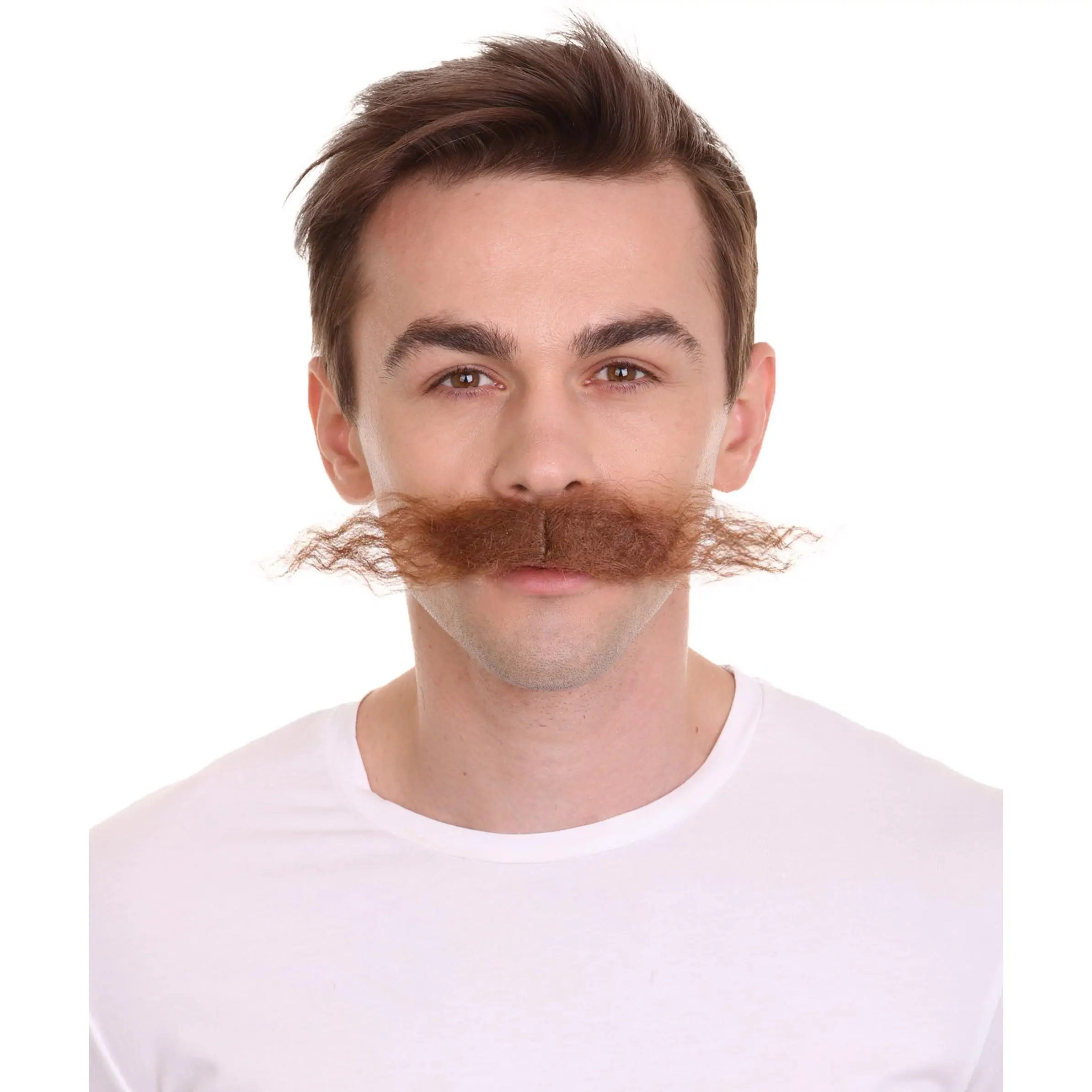 Men's Doctor Video Game Supervillain Long Curly Mustache| Multiple Color Options