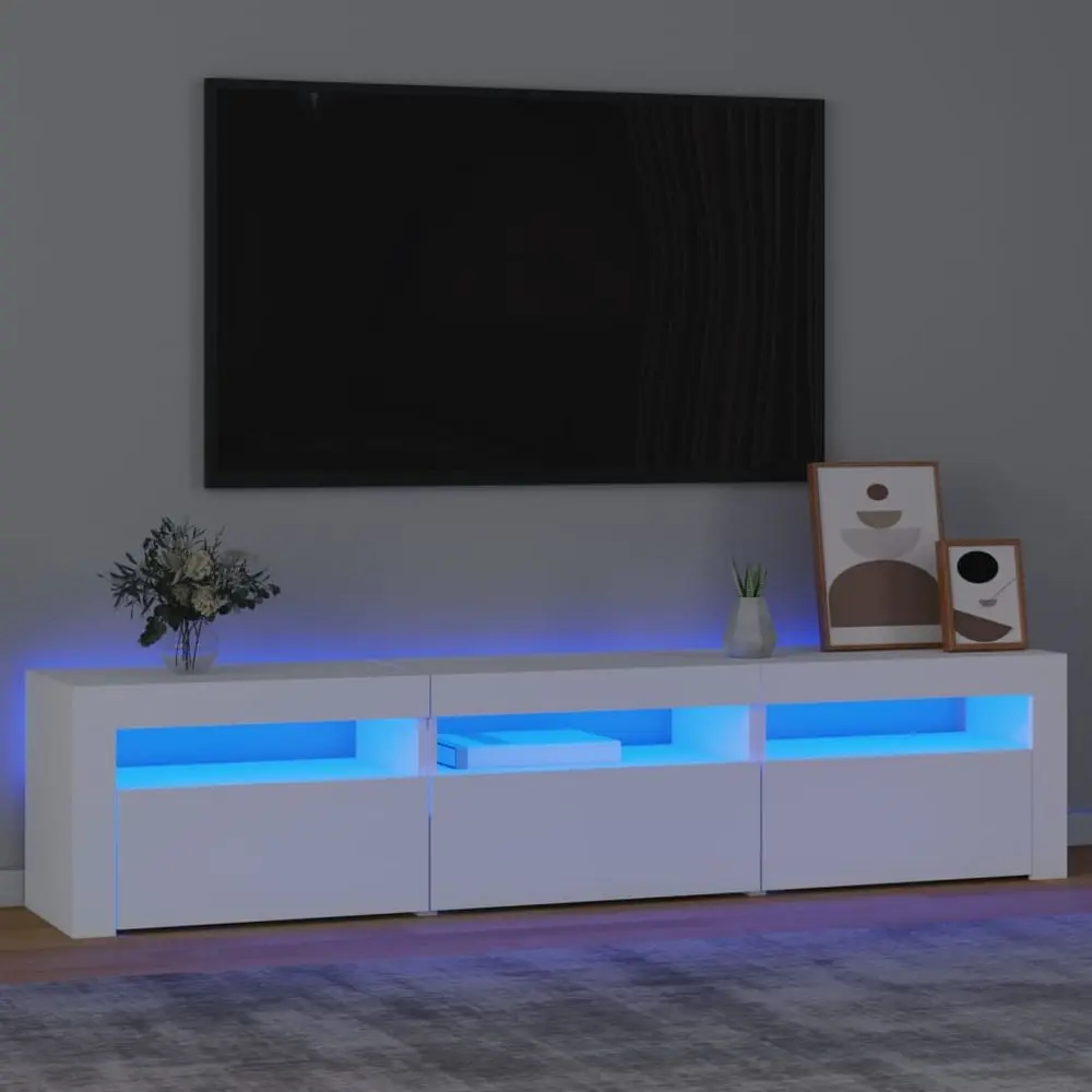 vidaXL TV Cabinet with LED Lights White 240x35x40 cm