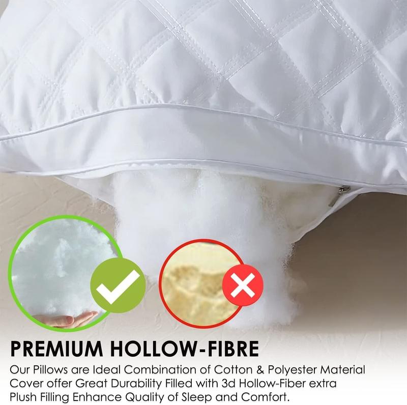 2 PACK- LUXURY PILLOWS QUILTED ULTRA LOFT JUMBO SUPER BOUNCE BACK BED PILLOWS 3