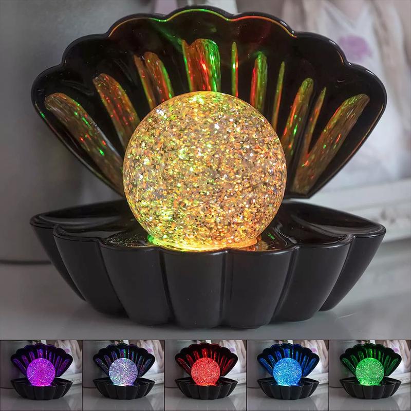 Colour Changing Glitter Sea Shell LED Mood Light USB Night Light Clam Ball 2