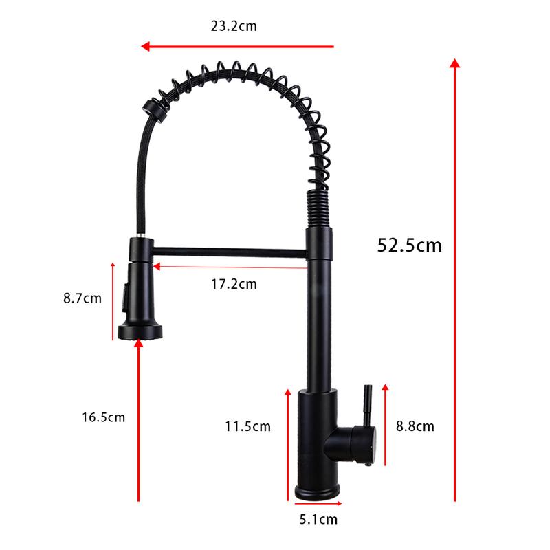Monobloc Kitchen Sink Mixer Tap with Pull Out Hose Sprayer Single Lever - Black, for Home Improvement 9