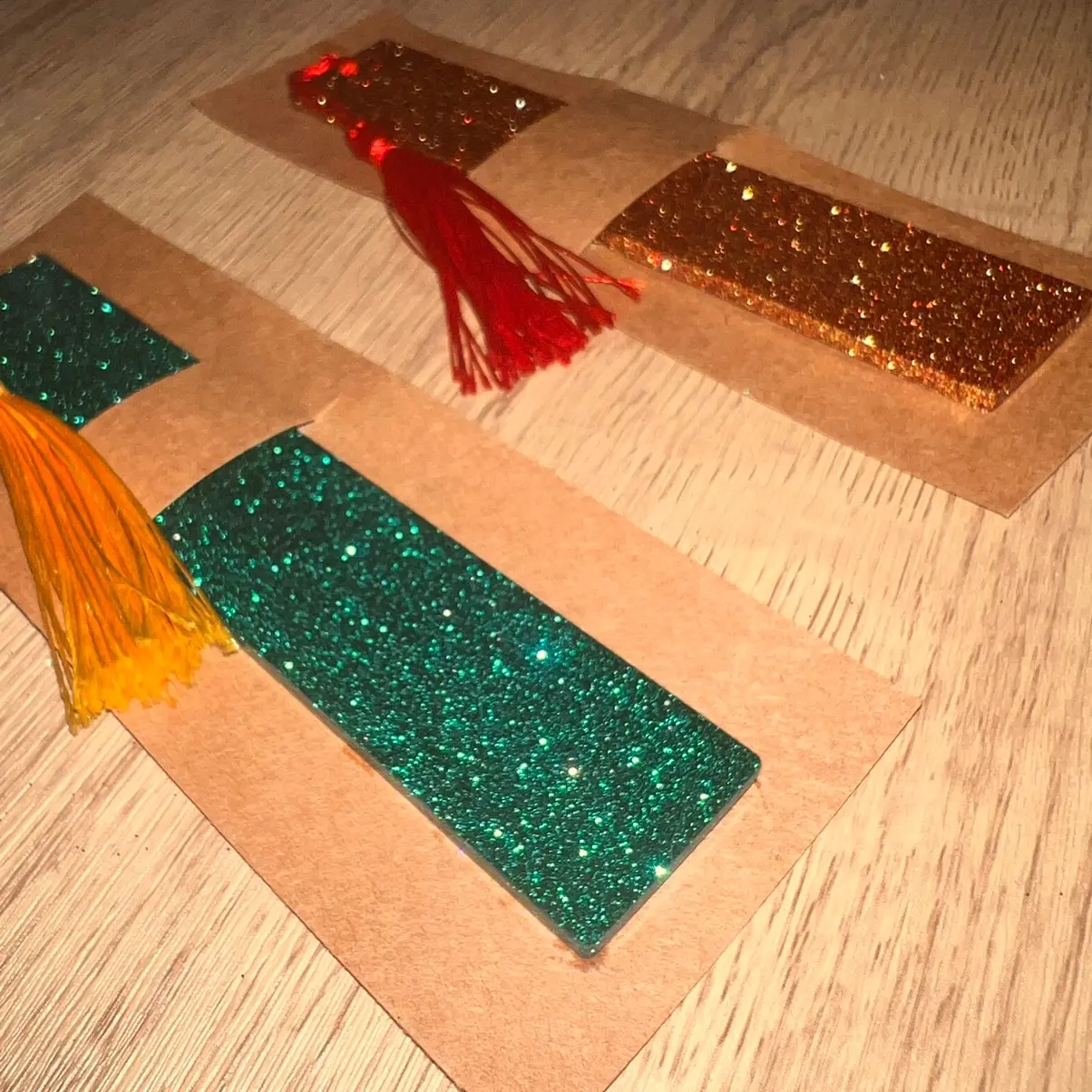 Handmade glitter resin bookmarks