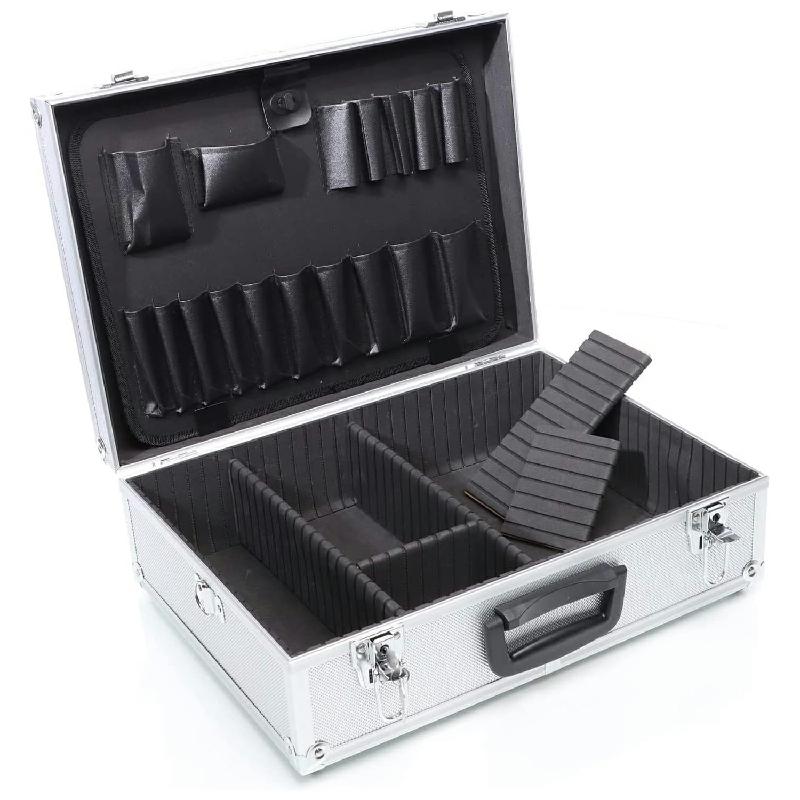 YORKSHIRE HOMEWARE Aluminum Hard Case Lockable Tool Box Briefcase Portable Storage Toolbox Universal Carrying Case Organizer Flight Cases Camera Equipment Tool Case with Removable Foam 3